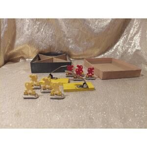 Vintage Tudor Tru-Action Electric Baseball Game Pieces & Box, Red Yellow